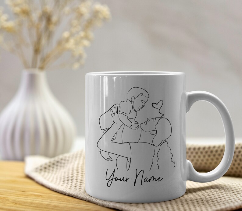 Personlig mor och barn-linjeteckning, anpassad mamma och bebis-linjeteckning, minimalistisk porträttkonst för mamma och barn, anpassad linjeteckning för mamma och bebis. bild 7