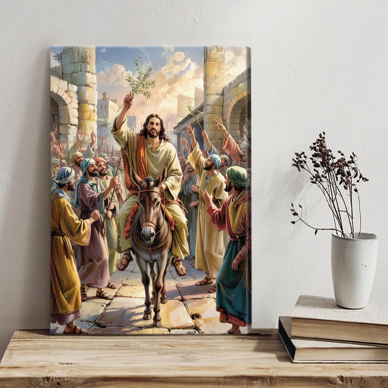 Holy Week Jesus Riding Donkey Canvas for Palm Sunday Easter, Christian ...