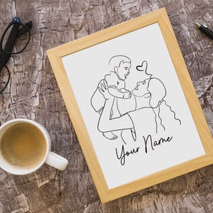 Personlig mor och barn-linjeteckning, anpassad mamma och bebis-linjeteckning, minimalistisk porträttkonst för mamma och barn, anpassad linjeteckning för mamma och bebis. bild 3