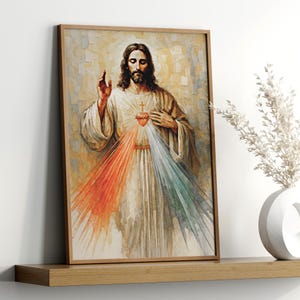 Jesus Divine Mercy Digital Download File, Sacred Heart of Jesus Printable, Catholic Christian Religious for Prayer Room or Chapel 0513