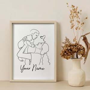 Personlig mor och barn-linjeteckning, anpassad mamma och bebis-linjeteckning, minimalistisk porträttkonst för mamma och barn, anpassad linjeteckning för mamma och bebis. bild 4