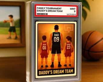 Basketball No.1 Dad Grandpa Man & Kids Trading Card Style Personalized Acrylic Block Plaque, Father's Day Sports, Gift for Dad Grandpa 0420
