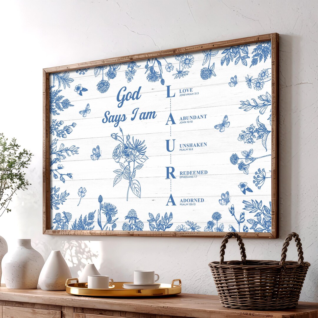 God Says I Am LAURA Christian Poster, Custom Bible Verse Name ...
