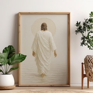 Jesus Walking Away Christian Poster, Faith-Based Religious Art, Minimalist Christ Artwork Spiritual, Bible Inspired Religious 0610