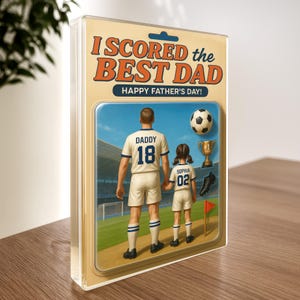I Scored the Best Dad Soccer, Custom Figure Personalized Acrylic Block Plaque, Father&#39;s Day Soccer, Sports Soccer Gift for Dad Husband 0394