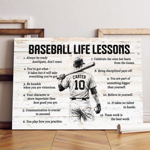 Baseball Sports Canvas, Baseball Life Lessons Poster, Athlete, Graduate, School Baseball team, Gift for Men, Boy, Male, Brother 12352