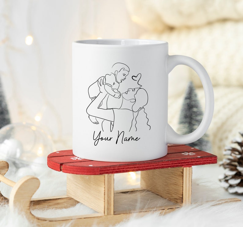 Personlig mor och barn-linjeteckning, anpassad mamma och bebis-linjeteckning, minimalistisk porträttkonst för mamma och barn, anpassad linjeteckning för mamma och bebis. bild 8