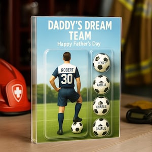 Custom Figure Soccer, Personalized Acrylic Block Plaque, Daddy’s Dream Team, Father’s Day Gift for Dad Husband, Custom Name Soccer 0380