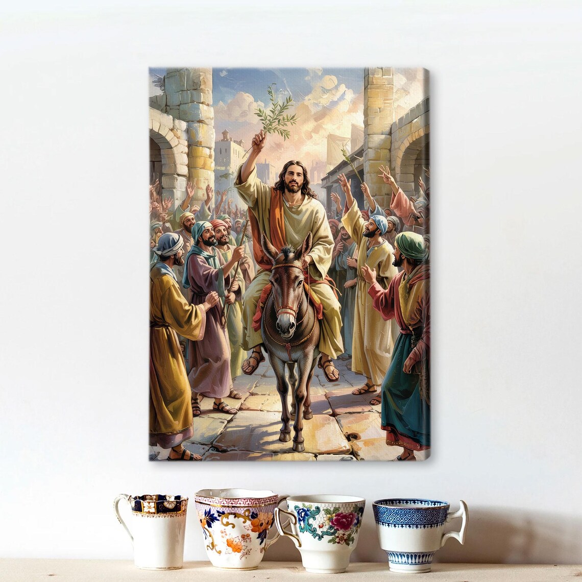 Holy Week Jesus Riding Donkey Canvas for Palm Sunday Easter, Christian ...