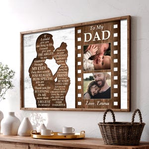 To My Dad POSTER - Custom Photo Gift, Rustic Dad Decor, Dad Wall Art With Kids Name, Gift For Dad From Daughter, Father's Day Gift Nb 0364