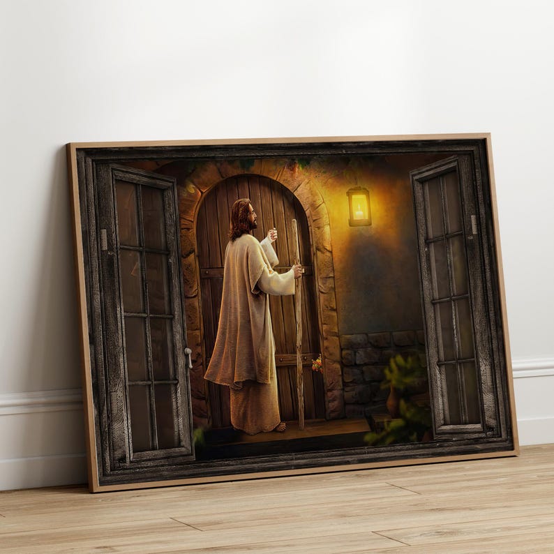 Jesus Knocking on Door Christian Poster, Religious Faith, Bible Verse ...