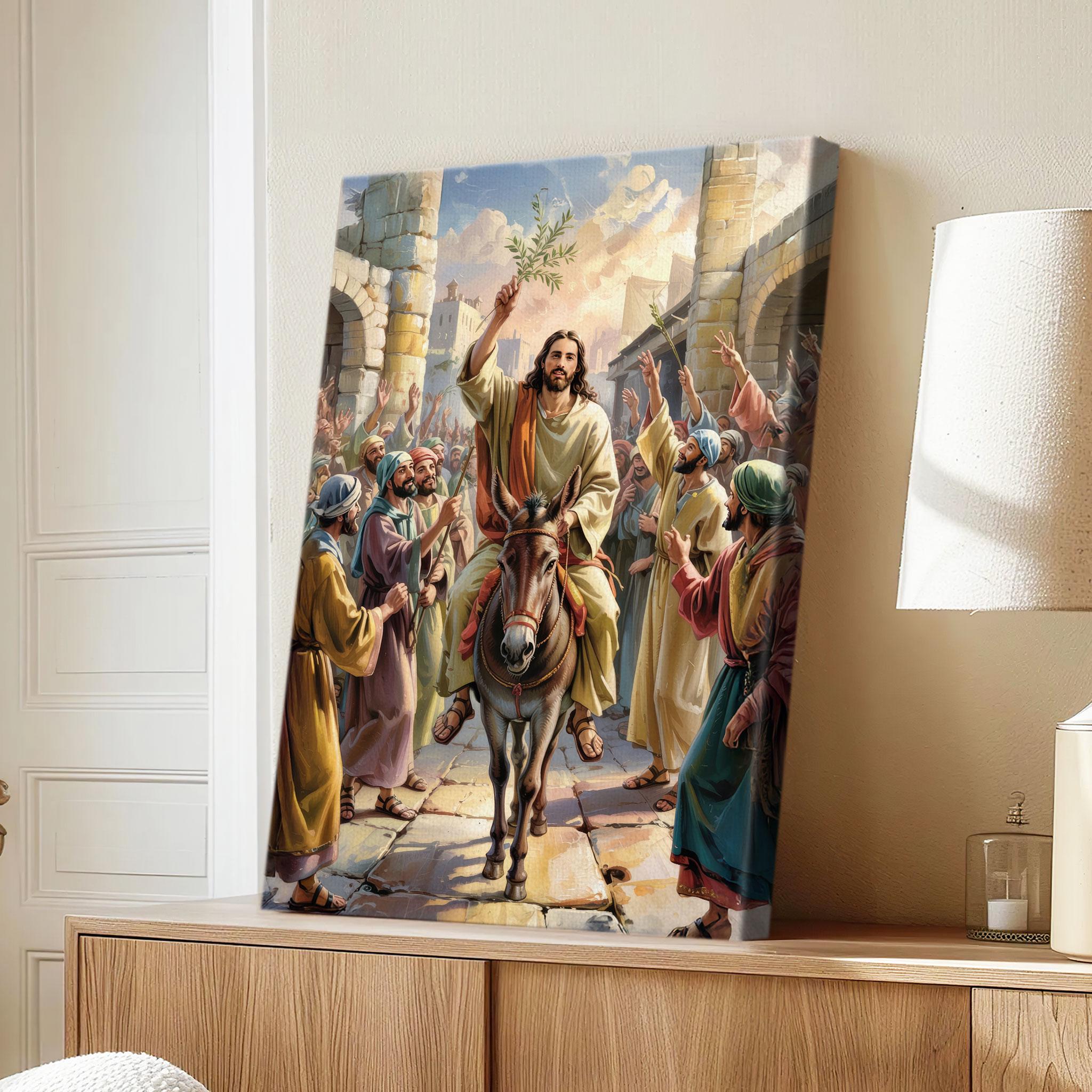 Holy Week Jesus Riding Donkey Canvas for Palm Sunday Easter, Christian ...