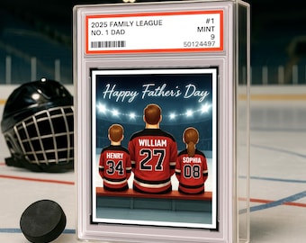 Hockey No. 1 Dad Grandpa Man & Kids Trading Card Style Personalized Acrylic Block Plaque, Happy Father’s Day Sports, Hockey Dad Gift 0426
