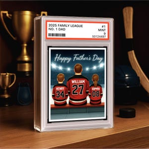 Hockey No. 1 Dad Grandpa Man & Kids Trading Card Style Personalized Acrylic Block Plaque, Father’s Day Sports Gift Dad, Hockey-Themed 0426