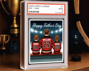 Hockey No. 1 Dad Grandpa Man & Kids Trading Card Style Personalized Acrylic Block Plaque, Father’s Day Sports Gift Dad, Hockey-Themed 0426