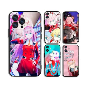May include: A selection of phone cases with anime-style artwork. The cases showcase vibrant images of a female character with pink hair and red attire. Other cases feature different characters and designs.
