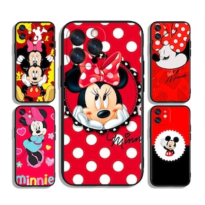 Custodia per telefono Minnie Mouse con fiocco a pois e scritta "Girl" / Stile cartone animato / Per iPhone e Samsung