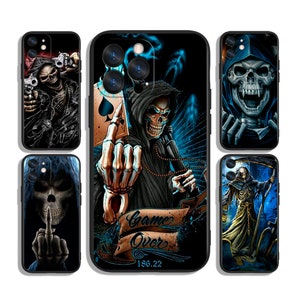 Sensenmann Schädel und Sense inspiriert Handyhülle | Grimmige Gothic Ästhetik | Kompatibel mit iPhone & Samsung