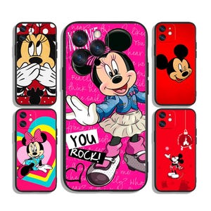 Custodia per telefono con personaggio Minnie Mouse con fiocco giocoso / Design stravagante / Per iPhone e Samsung