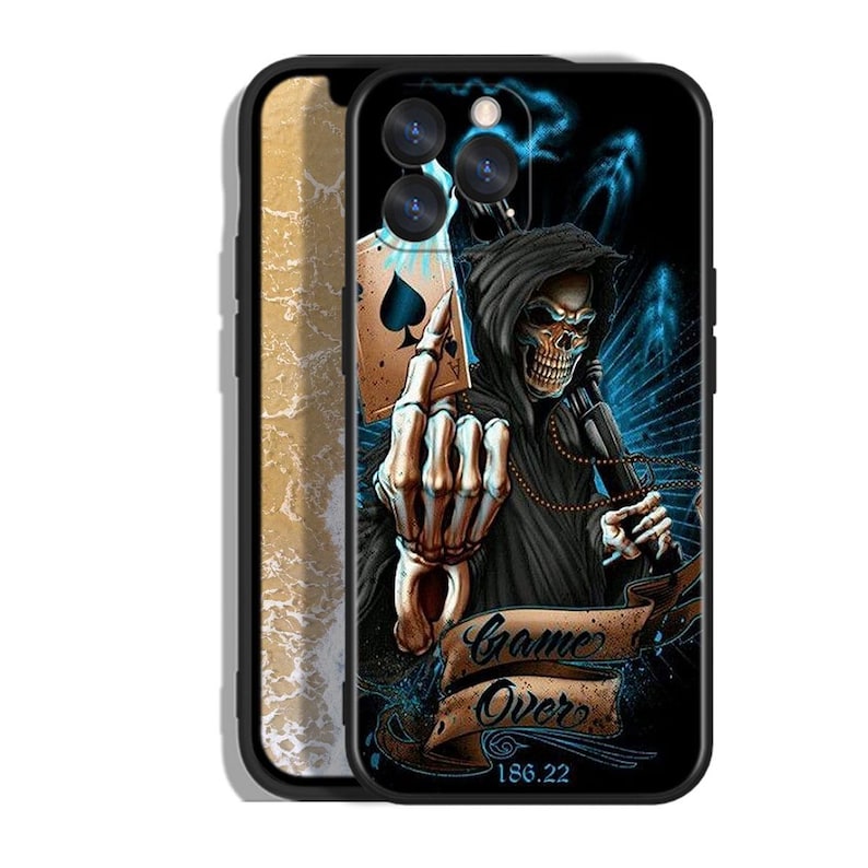 Innovedesire Death Skull Grim Reaper Flip Case Cover Custodia