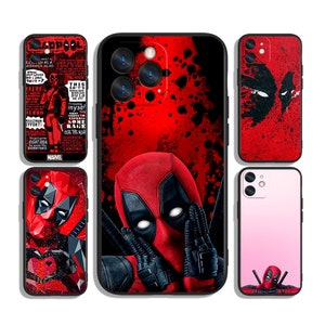 Coque de portable rouge masquée inspirée des anti-héros de Deadpool | Style bande dessinée sombre | Compatible avec iPhone et Samsung