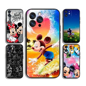 Custodia per telefono con personaggio dei cartoni animati sorridente di Topolino / Stile animazione retrò / Per iPhone e Samsung