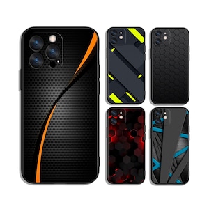 iPhone、Samsung、Google Pixel、Motorola用の抽象的なカーボンファイバーパターン保護カスタムスマホケース