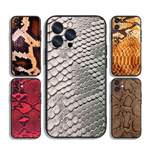 pour portable à motif peau de serpent | Aspect texturé reptile exotique | Pour iPhone et Samsung