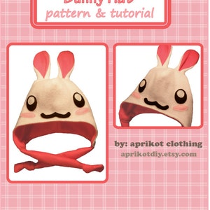 Bunny Rabbit Earflap Fleece Hat PDF Pattern and full tutorial image 2