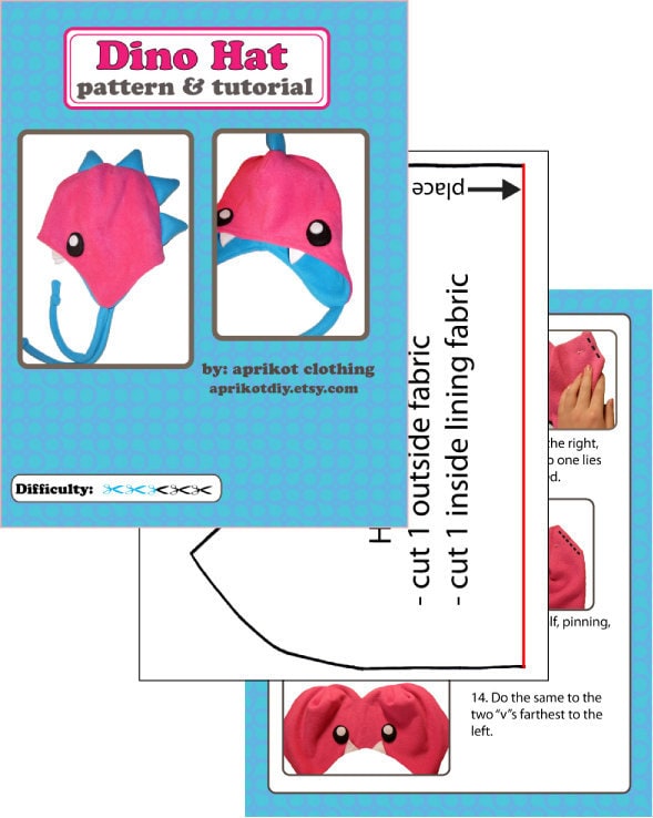 Fleece Dinosaur Hat PDF Sewing Pattern and Tutorial Etsy