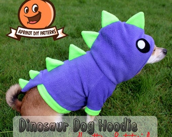 Dog Dinosaur Hoodie Costume MED - XL Pdf Pattern and full tutorial