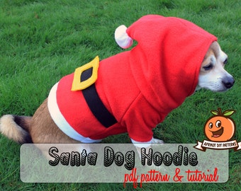 Santa Christmas Dog Hoodie Costume XS - MED Pdf Pattern and full tutorial