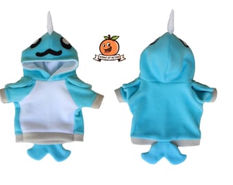 Narwhal Dog Hoodie Costume MED - XL Pdf Pattern and full tutorial