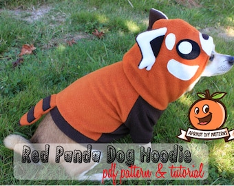 Red Panda Dog Hoodie Costume MED - XL Pdf Pattern and full tutorial