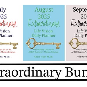 Digitaal juli augustus september 2025 Buitengewone bundel Life Vision Planner Hoofdsleutel tot AFISA Elements-beheersing Adele Frost, M.Ed.