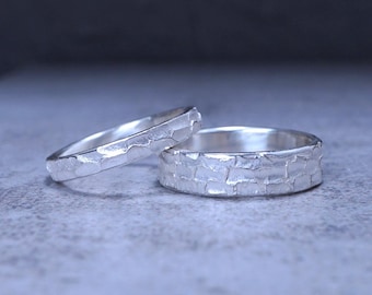 Impressionism Ring | Dance of Light and Shadow Ring | Handmade Textured Ring | Custom Engraved 999 Silver Ring | Couple Rings | Wedding Band