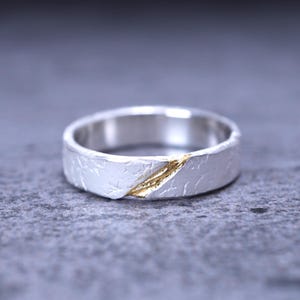Kintsugi White Band Ring | A pure and powerful take on the ancient Japanese art of Kintsugi in 999 Silver and 24K Gold | Gift for Him/Her