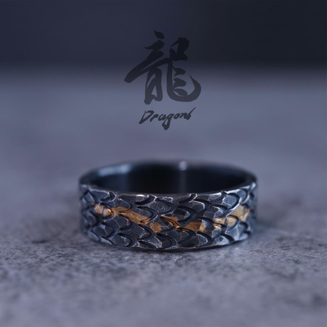 Dragon Scale Ring | 999 Fine Silver and 24K Gold | Japanese Guardian ...