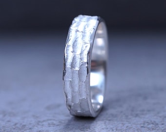 Impressionism Ring | Dance of Light and Shadow Ring | Handmade Textured 999 Silver Ring | Custom Engraved Band