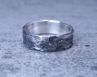 Eternal Flow Ring | Oxidized Handmade Textured Ring | Custom Engraved 999 Silver Ring | Anniversary Gift | Promise Ring | Boyfriend Gift