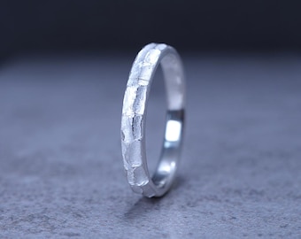 Impressionism Ring | Dance of Light and Shadow Ring | Handmade Textured Fine Silver Ring | Custom Engraved