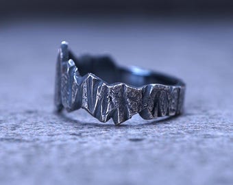 Hand Engraved .999 Fine Silver Ring | Guardian Crown Design