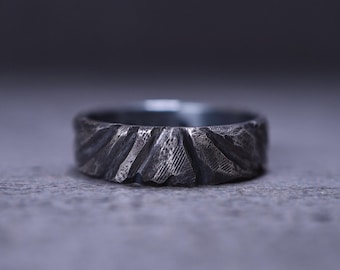 Dry Landscape Ring | Hand Carved Textured Silver Ring | Japanese Zen Garden Inspired | Rustic Wedding Band