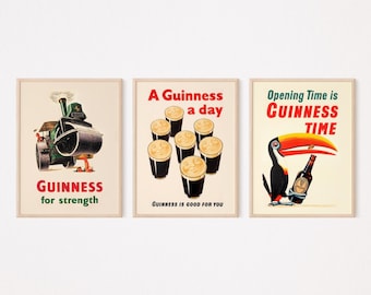 Guinness Original Vintage Digital Posters Bundle, Beer, Instant Download, Ireland, Irish Prints, High Quality Print, Print Set, Stout, Home