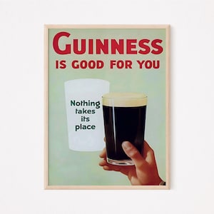 Guinness Is Good For You, Original Vintage Digital Poster, Beer, Download, Ireland, Irish, Pub, Bar, Digital Print, Funny, Home, Retro, Gift