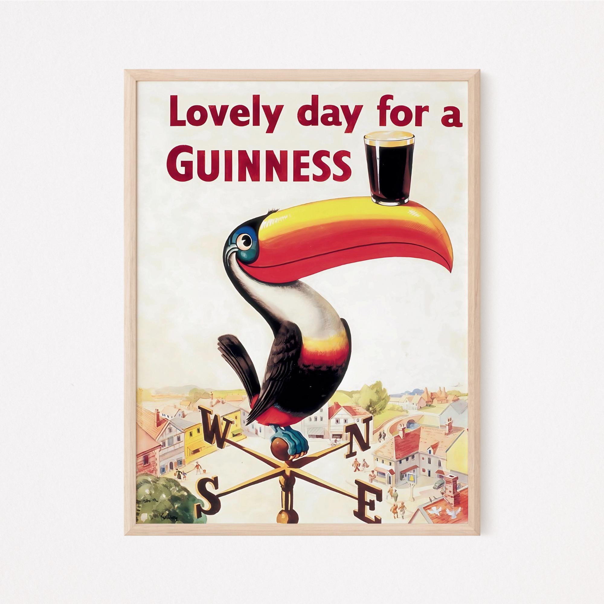 Lovely Day For a Guinness, Original Vintage Digital Poster, Beer, Digital, Instant Download, Ireland, Irish, Pub, Bar, Digital Print, Funny