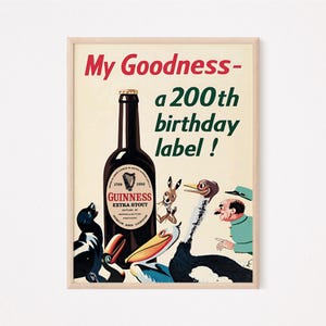 Guinness 200th Birthday Label Poster: Vintage Irish Bar Art (Digital Download)