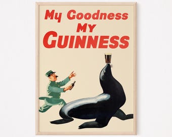 My Goodness My Guinness, Original Vintage Digital Poster, Beer, Digital, Instant Download, Ireland, Irish, High Quality Print, Print, Stout