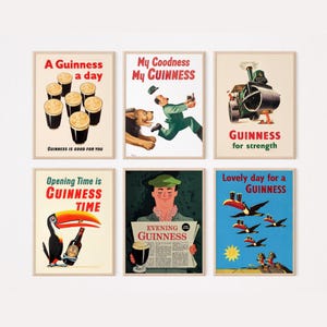 Guinness Original Vintage 6 x Digital Poster Bundle | Unique Pub Art | Vintage Home Decor | Instant Download | Perfect for Gifts & Wall Art