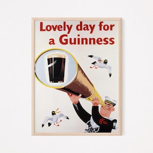 Lovely Day For A Guinness, Original Vintage Digital Poster, Beer, Download, Ireland, Irish, Pub, Bar, Digital Print, Funny, Home, Gift
